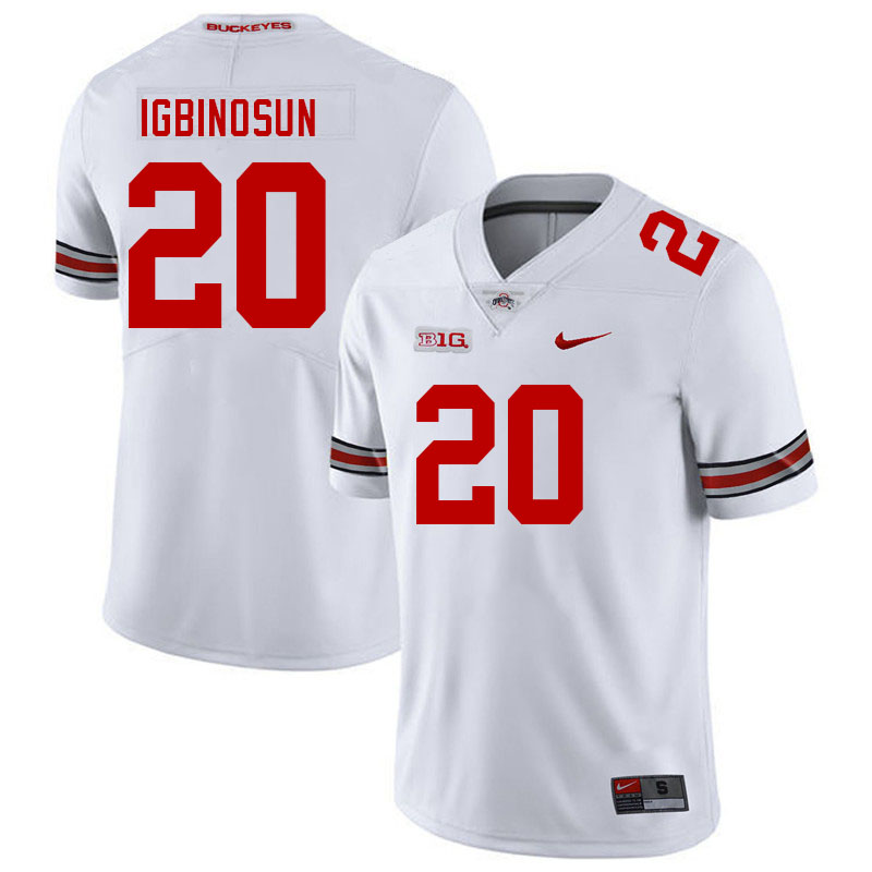 Ohio State Buckeyes #20 Davison Igbinosun College Football Jerseys Stitched-White